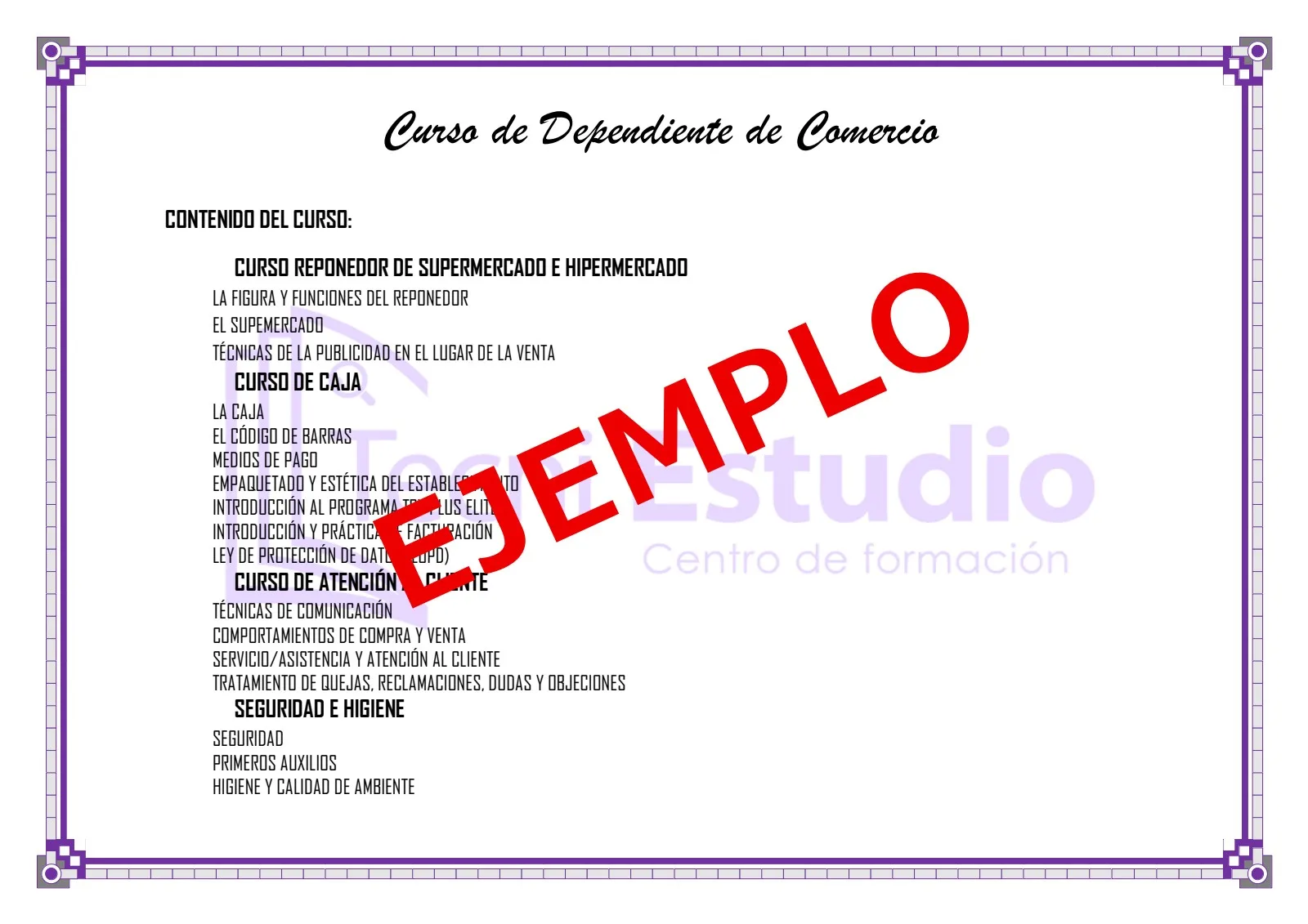 Diploma Tecni Estudio - Reverso con contenidos