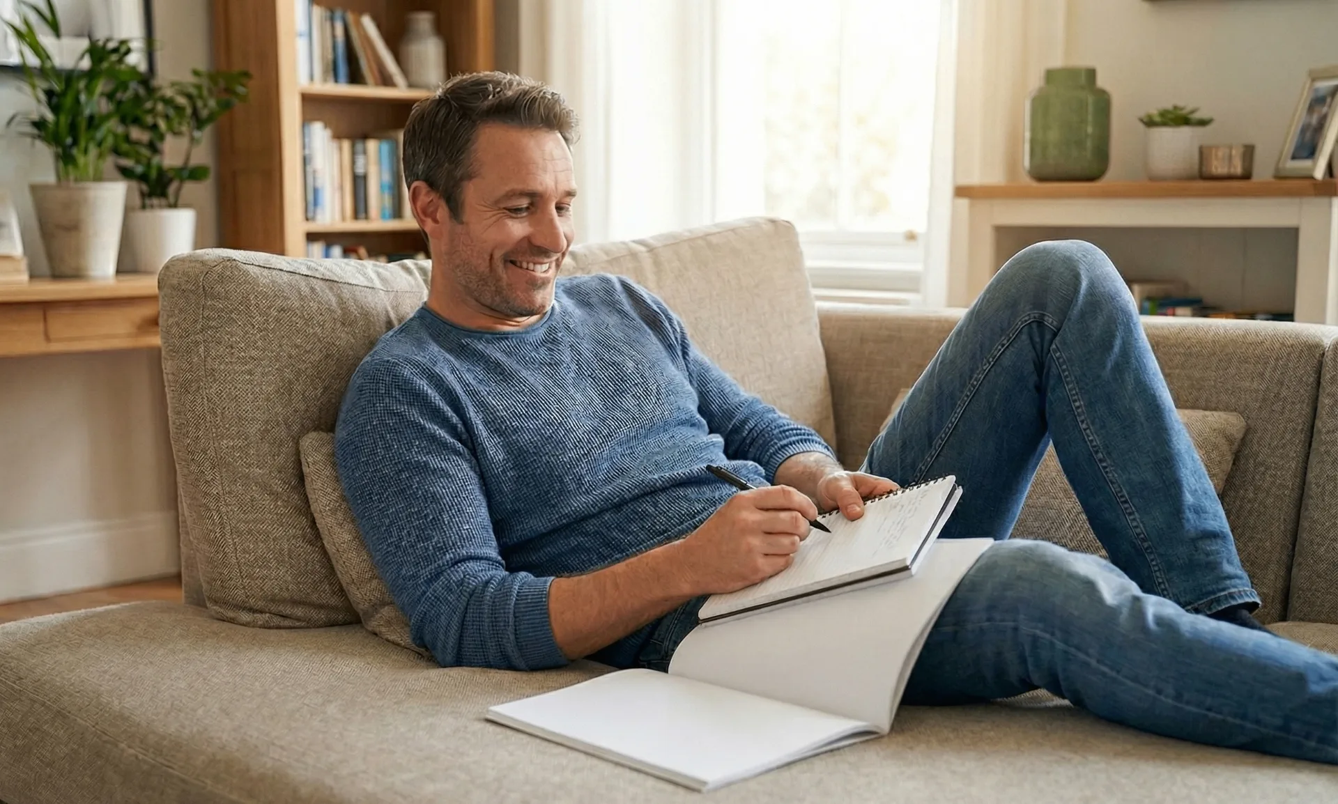 Estudiante estudiando a distancia con libro