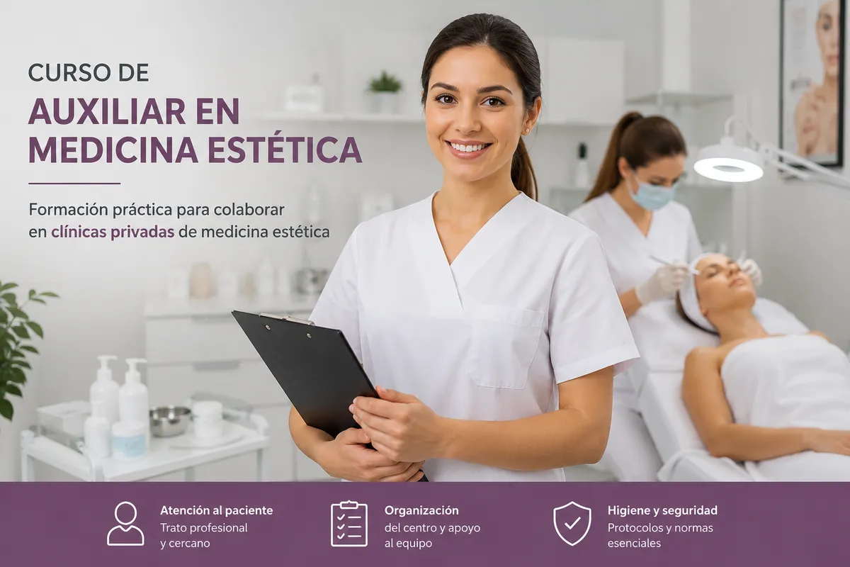 Auxiliar en clínica privada de medicina estética atendiendo el entorno de trabajo
