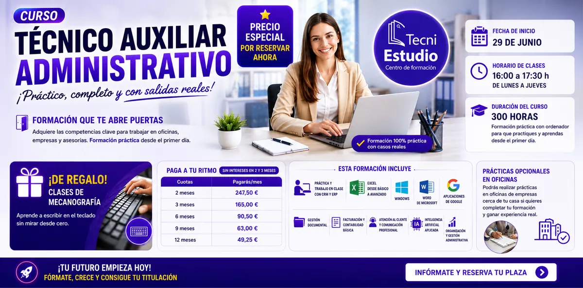 Curso de Técnico Auxiliar Administrativo Curso de Técnico Auxiliar Administrativo
